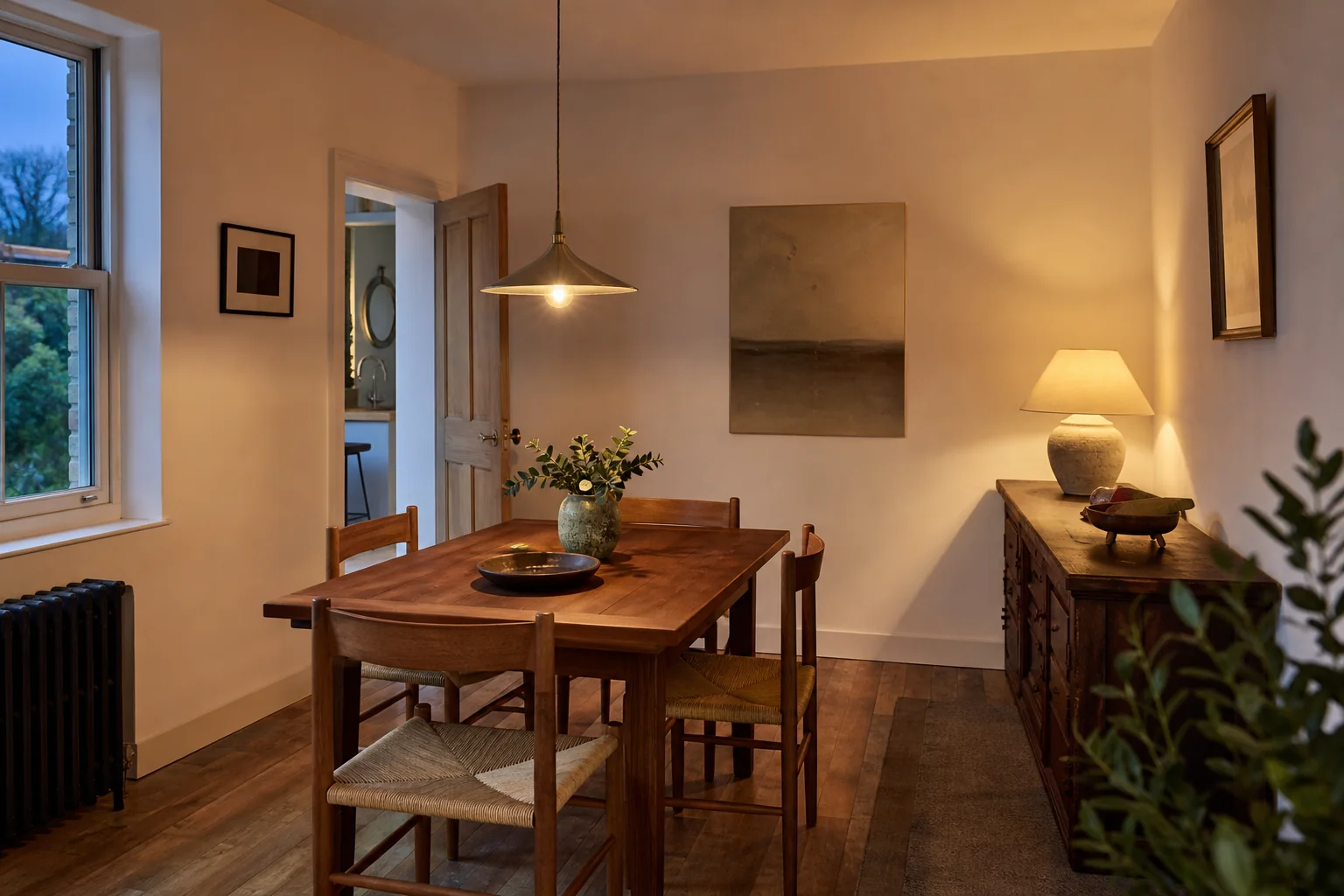 Warm dining nook showing the kind of room-lighting sample Rightlight6 reviews